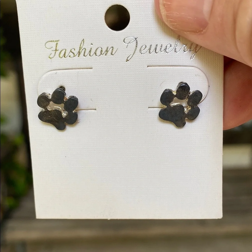 Black Paw Print Earrings
